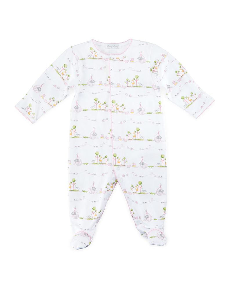 Noah's Ark Light Pink Printed Footie