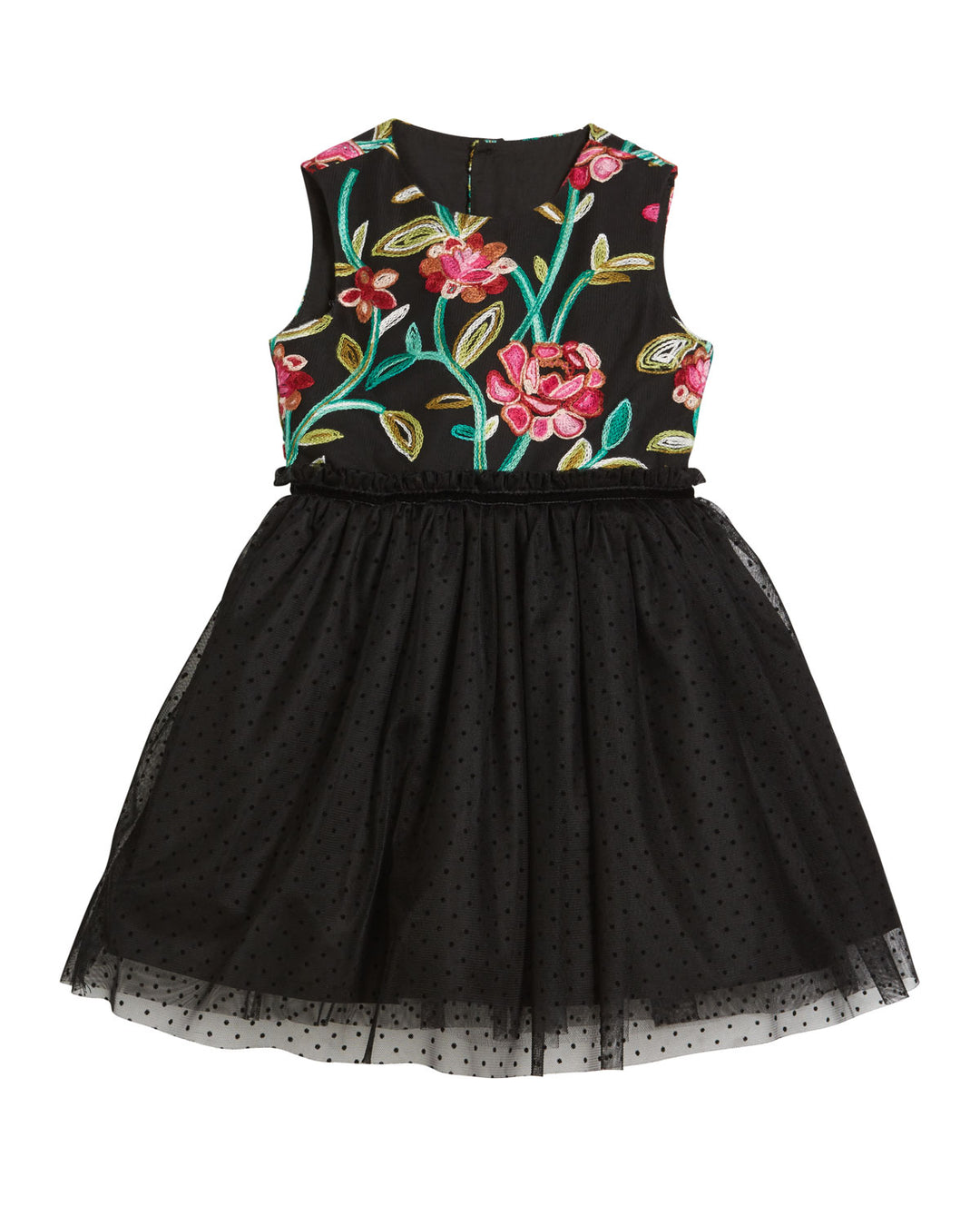 Flower Embroidered Tulle Dress