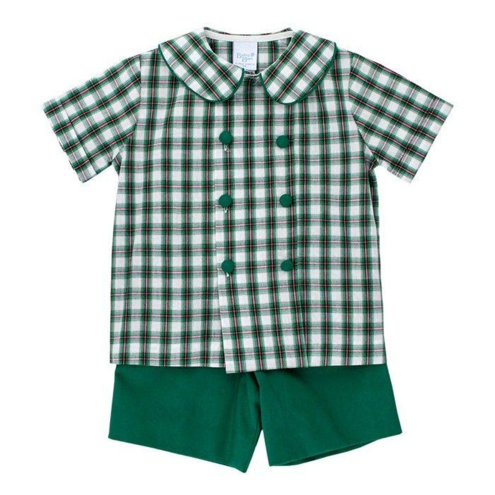 Evergreen Plaid Dressy Short Set