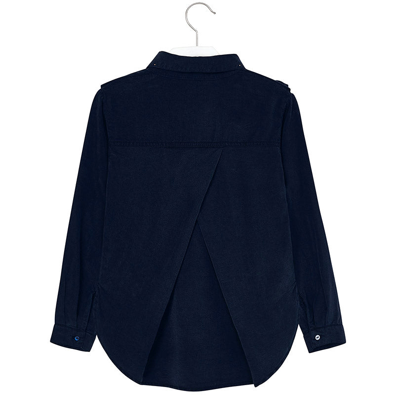 Navy Denim Blouse with Studs