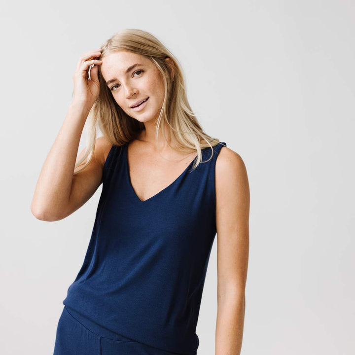 Rib-Knit Bamboo V-Neck Lounge Tank