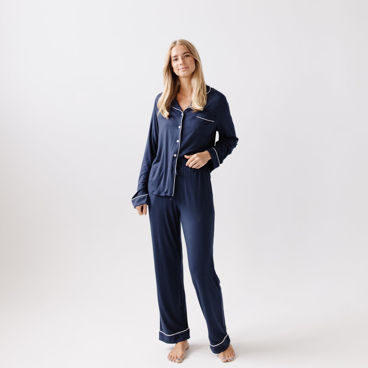 Women's Long Sleeve Stretch-Knit Bamboo Pajama Set