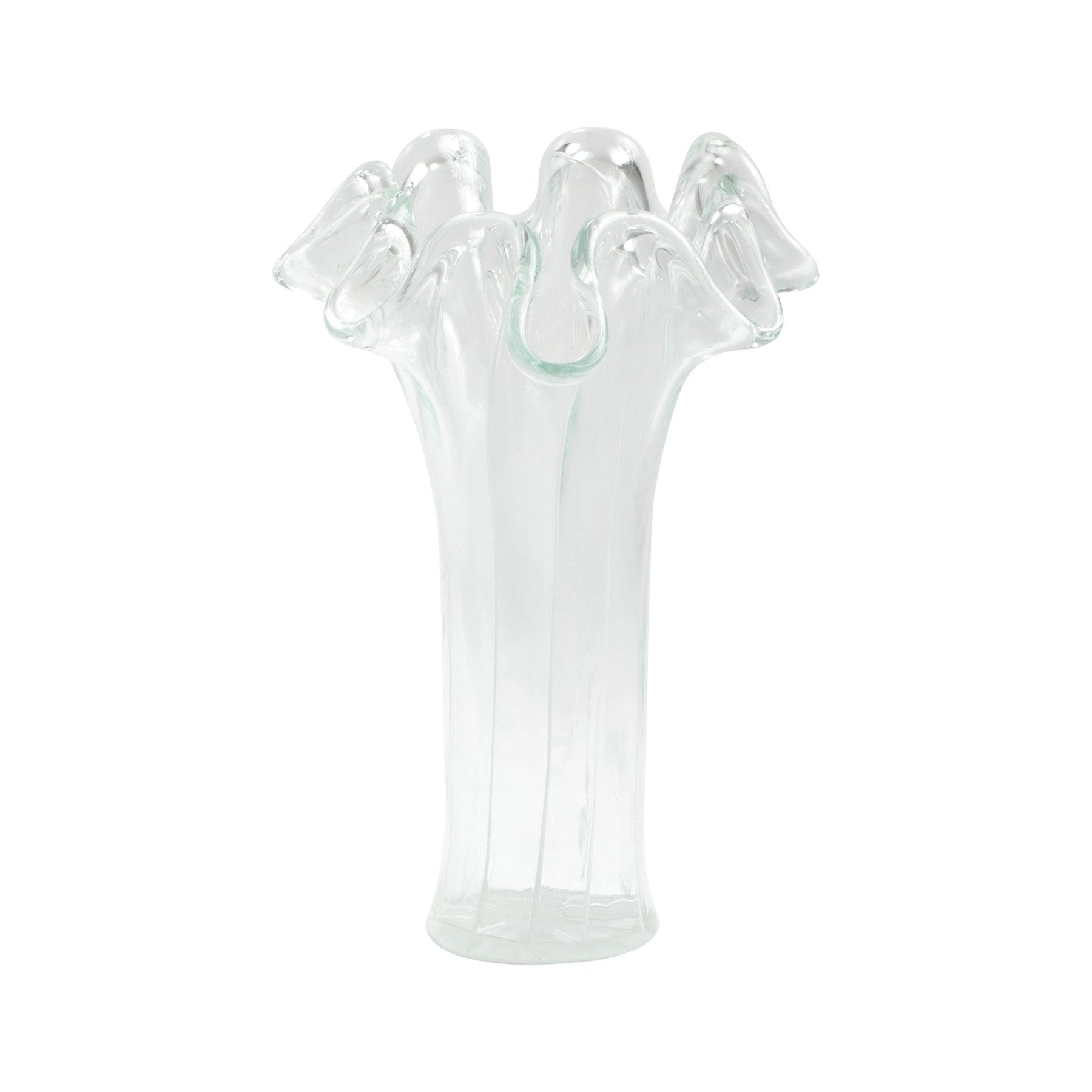 Onda Glass Clear With White Lines Short Vase