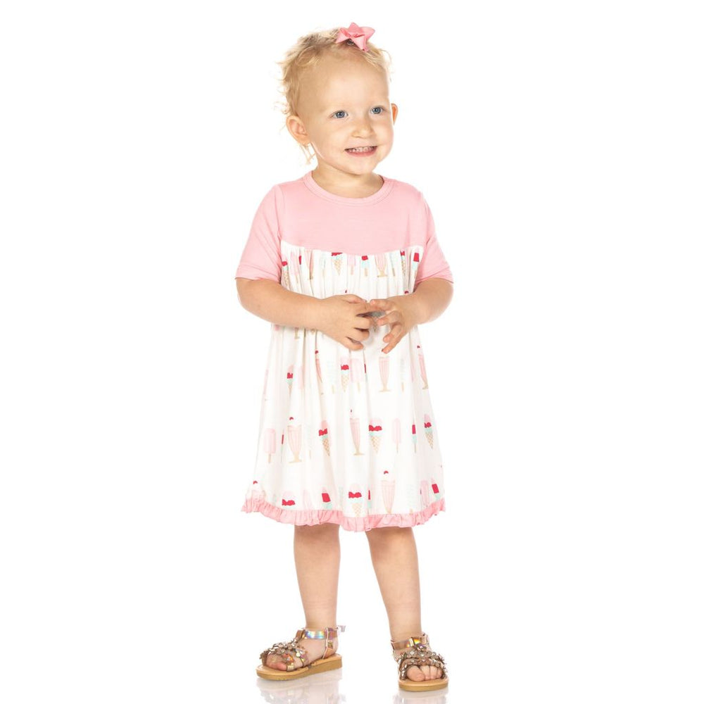 Natural Ice Cream Shop Short Sleeve Swing Dress