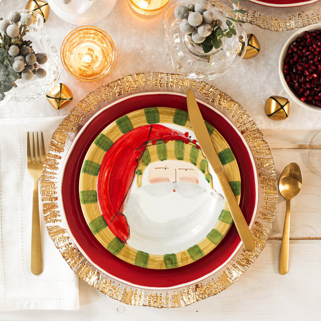 Old St. Nick Round Salad Plate - Striped Hat