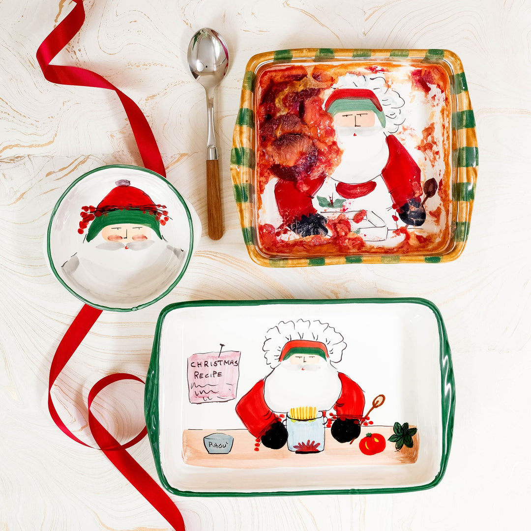 Old St. Nick Rectangular Baker with Chef Santa