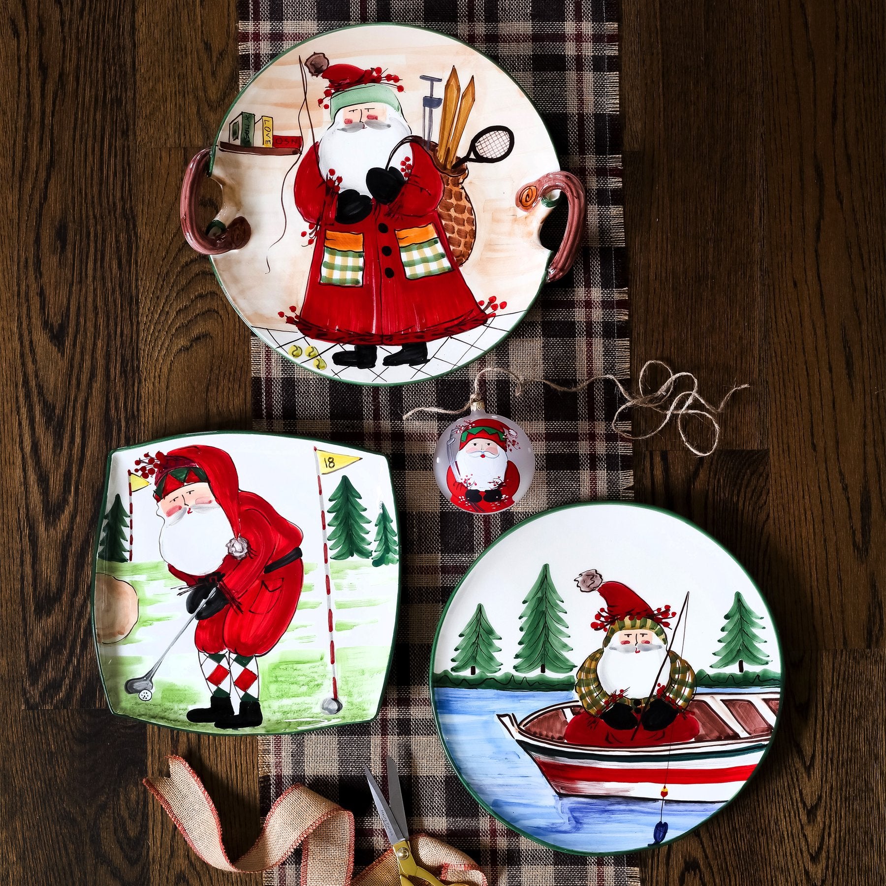 Old St. Nick Square Platter - Golfing