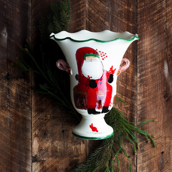 Old St. Nick Large Footed Cachepot With Campfire