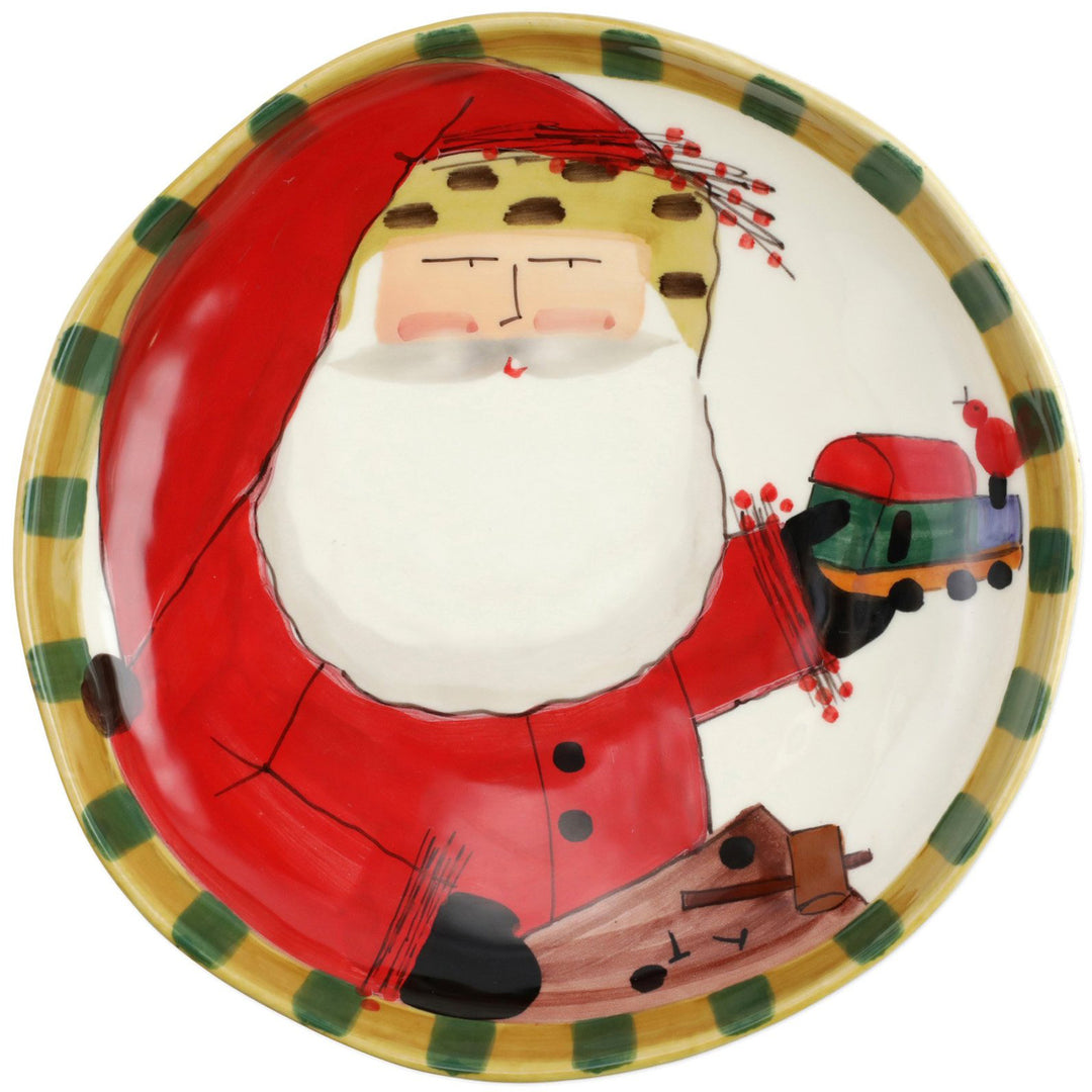 Old St. Nick Round Shallow Bowl w/ Train