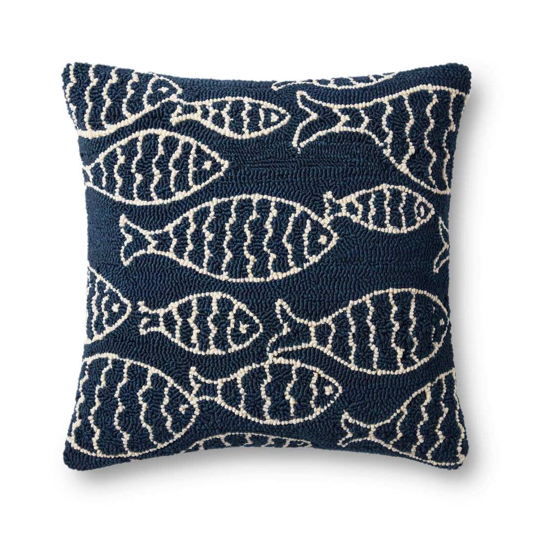 Hooked Fish Pattern Decorative Square Pillow