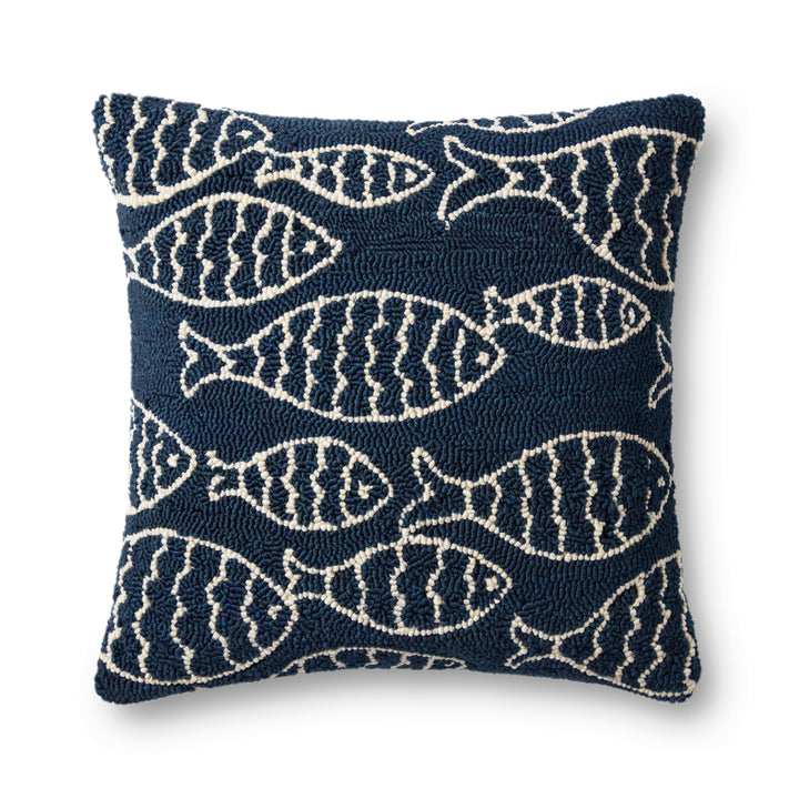 Hooked Fish Pattern Decorative Square Pillow