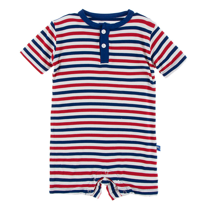 USA Stripe Henley Romper 