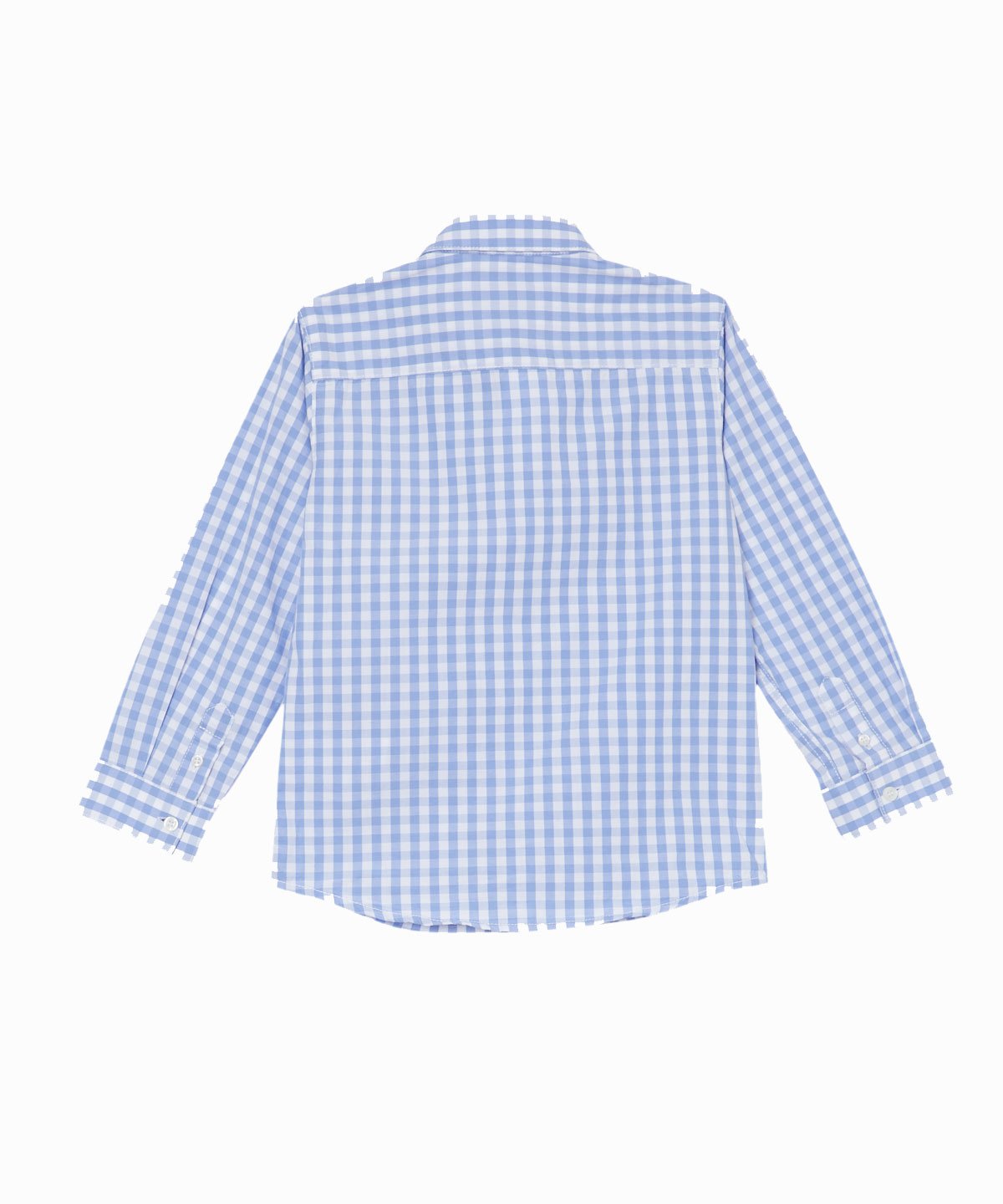 Light Blue & White Check Long Sleeve Button Down Shirt