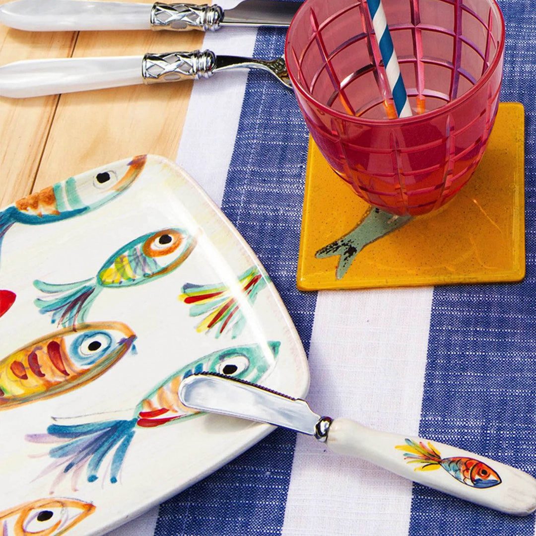 Pesci Colorati Square Plate With Spreader
