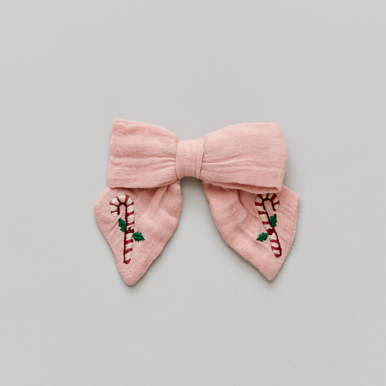 Strawberry Cream With Candy Cane Embroidery Holiday Bow