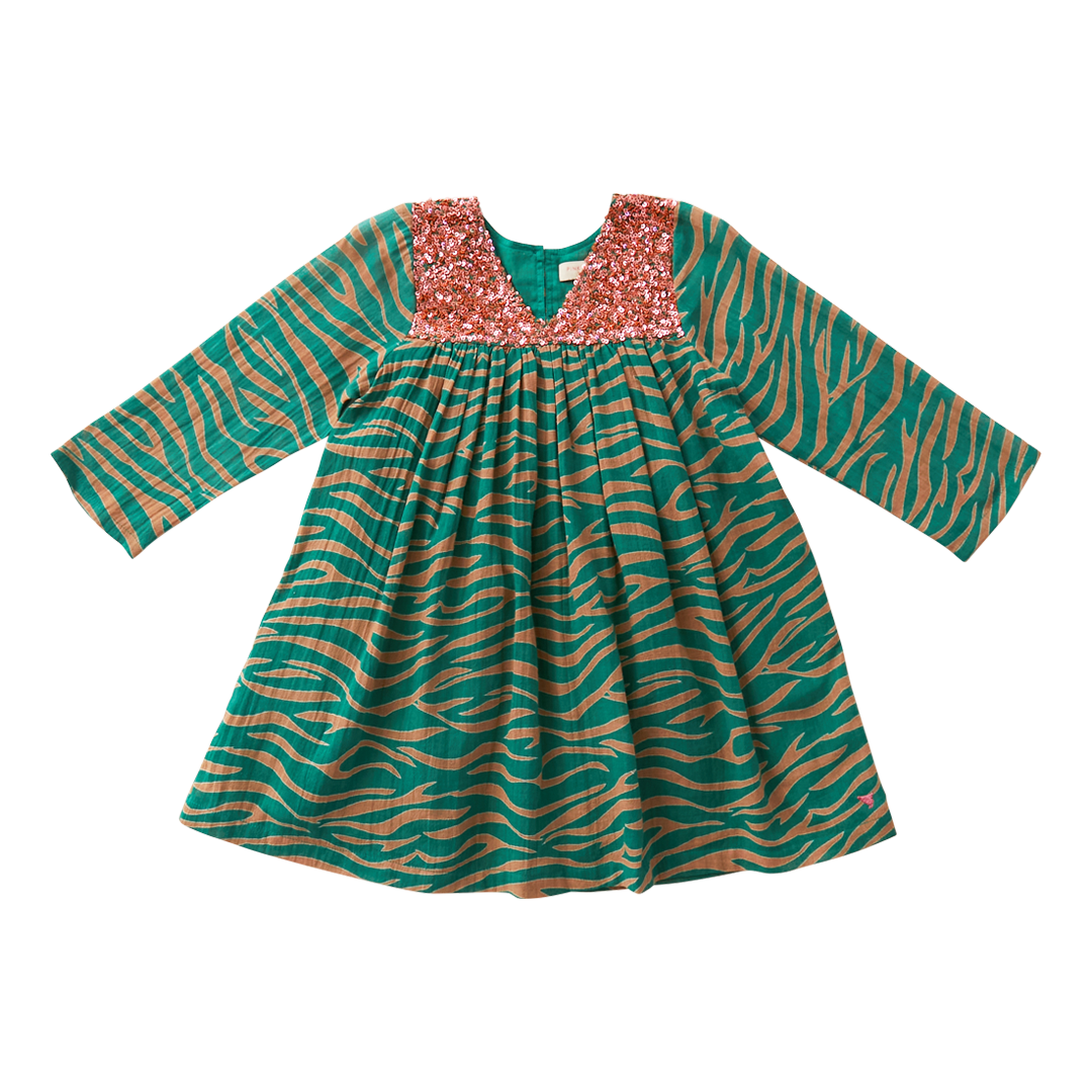 Green/Thrush Zebra Courtney Dress