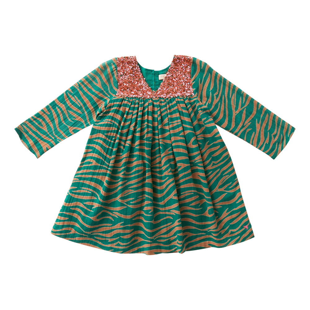 Green/Thrush Zebra Courtney Dress