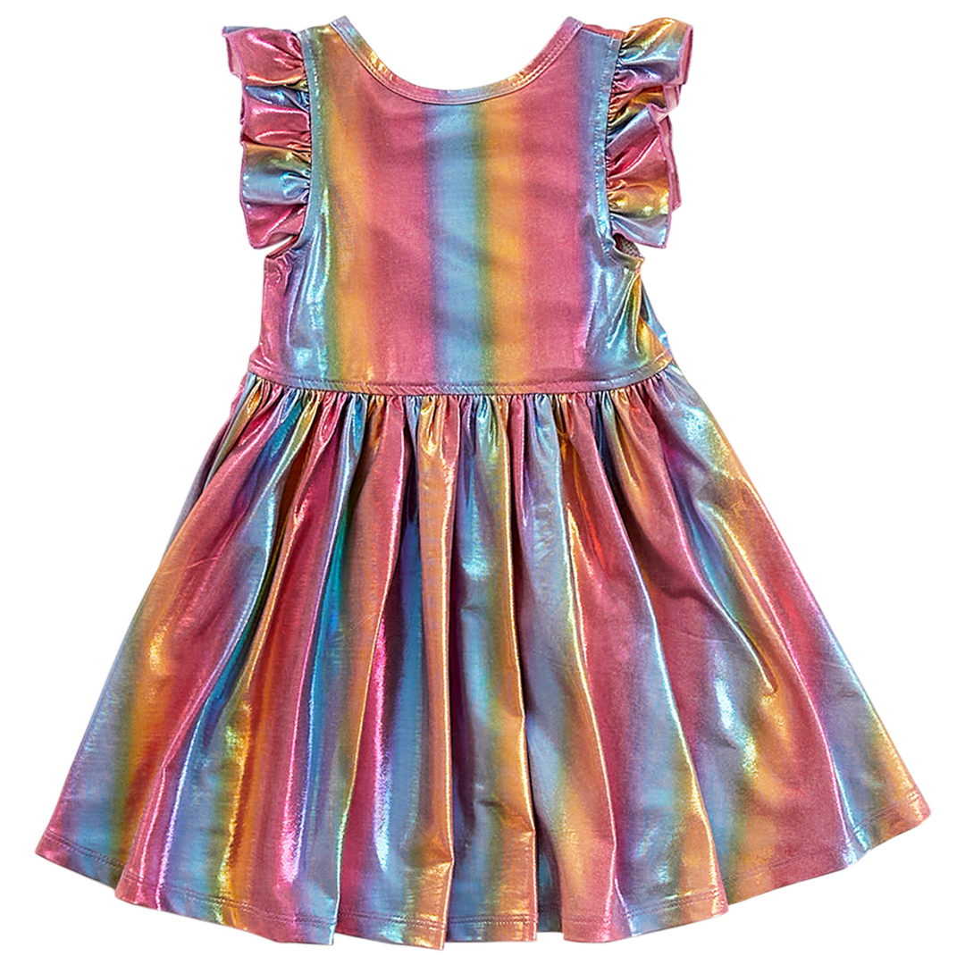 Iridescent Rainbow Ruffle Steph Dress