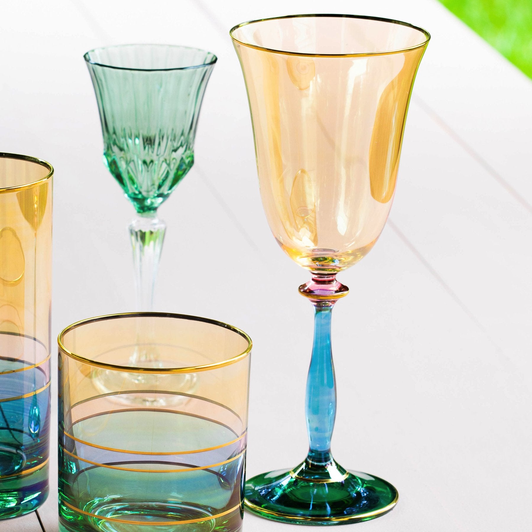 Regalia Deco Green Wine Glass