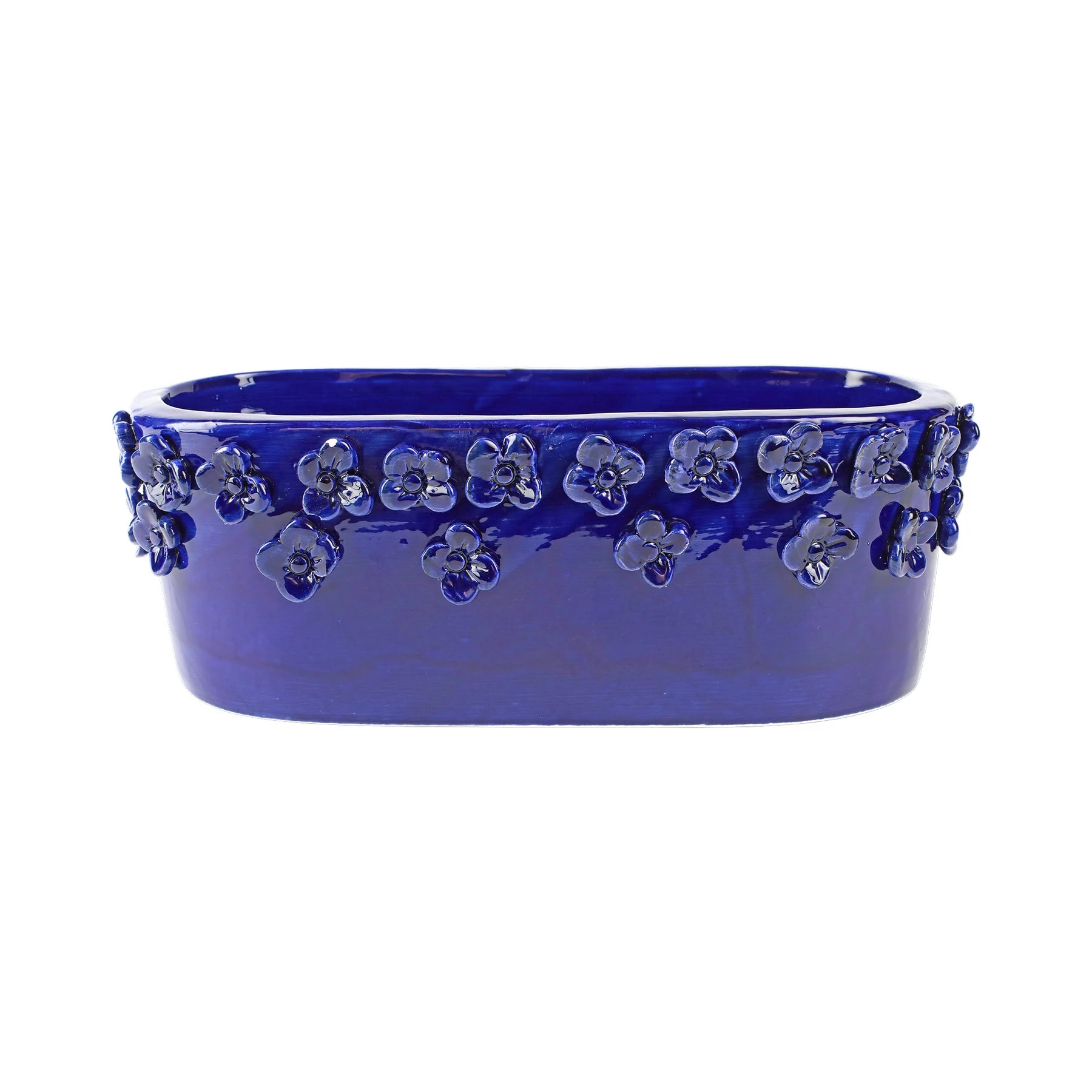 Rustic Garden Cobalt Flower Oval Planter