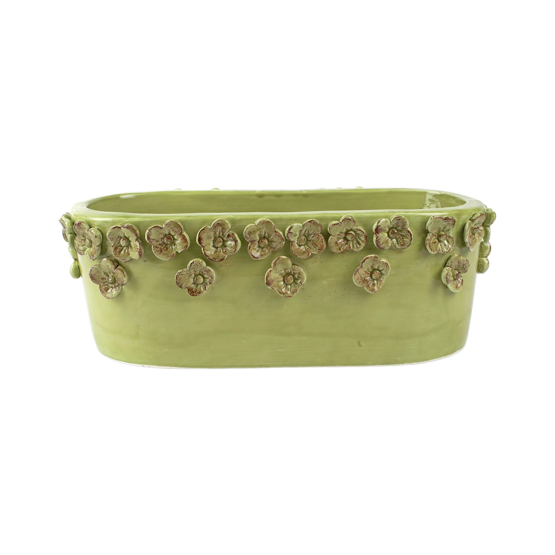 Rustic Garden Pistachio Flower Oval Planter