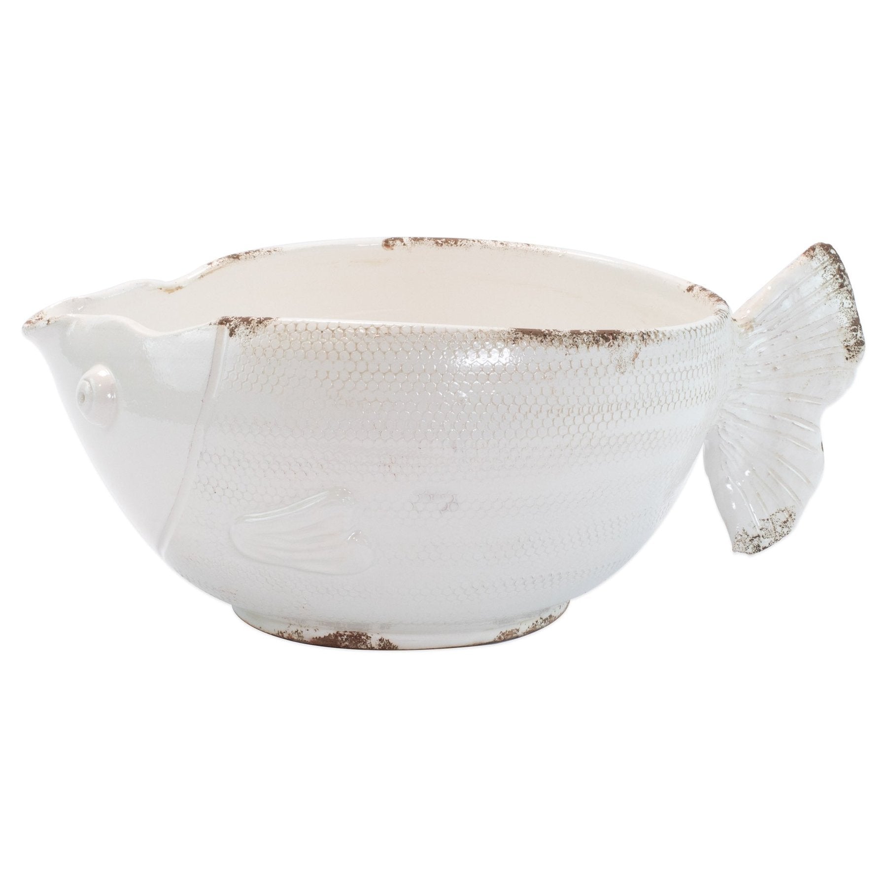 Rustic Garden White Fish Cachepot