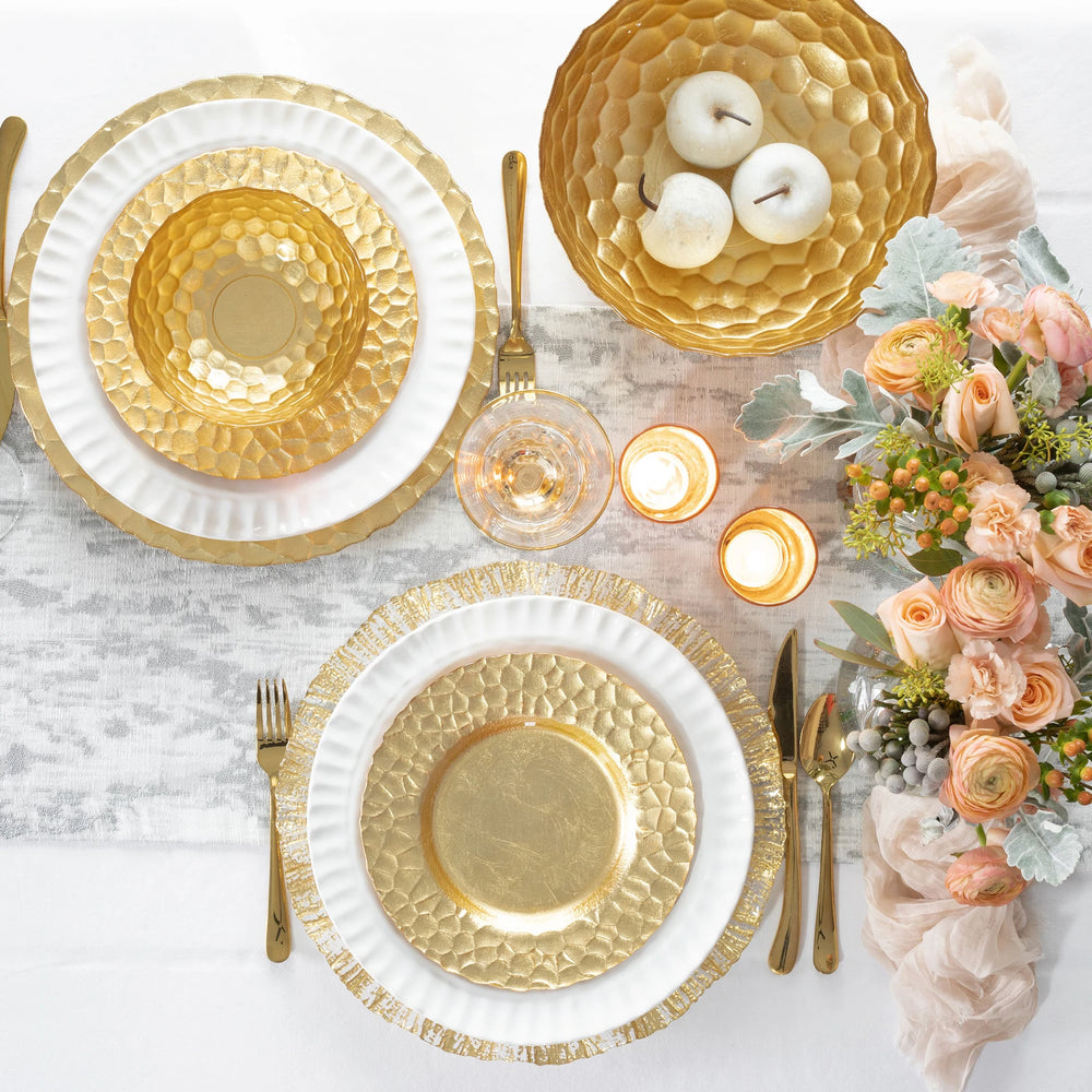 Rufolo Glass Gold Honeycomb Salad Plate