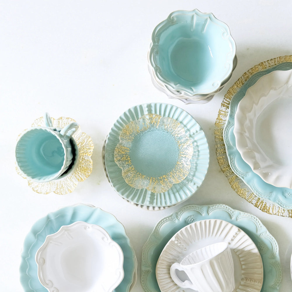 White Incanto Stone Ruffle Salad Plate