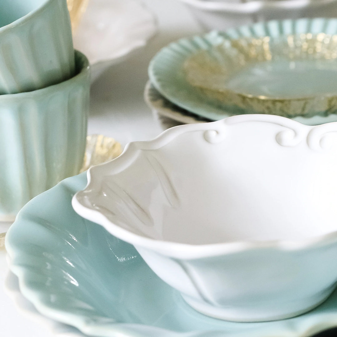 White Incanto Stone Ruffle Pasta Bowl