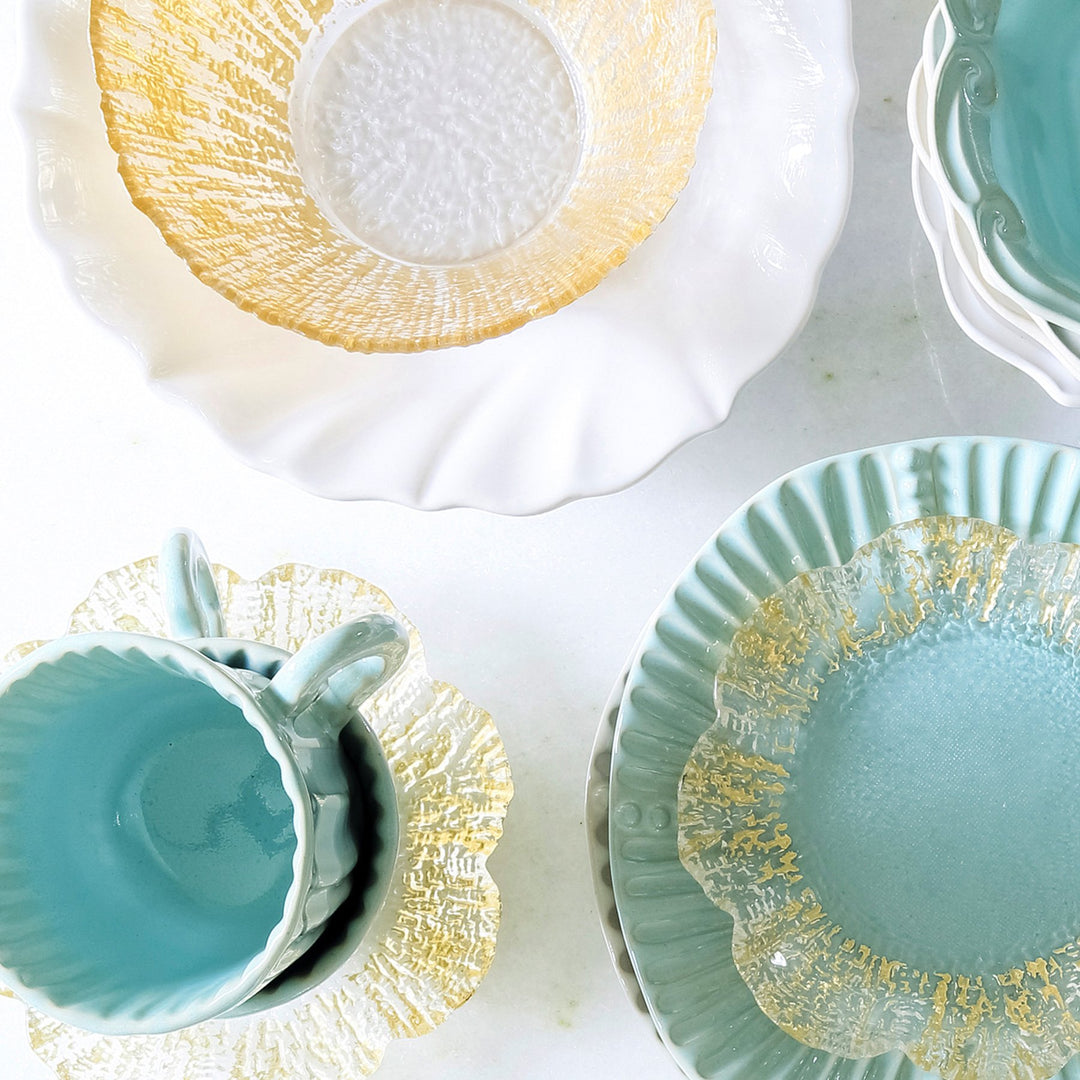 White Incanto Stone Ruffle Dinner Plate