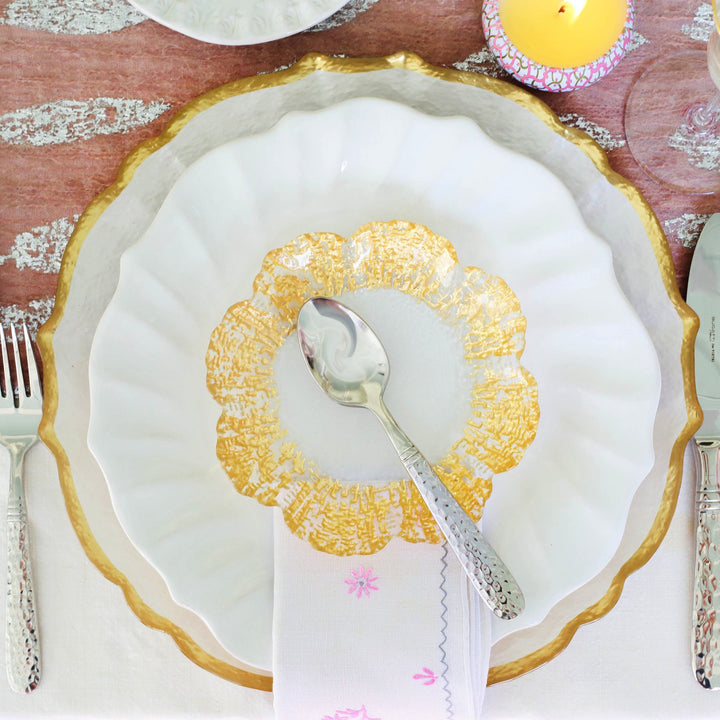 White Incanto Stone Ruffle Dinner Plate