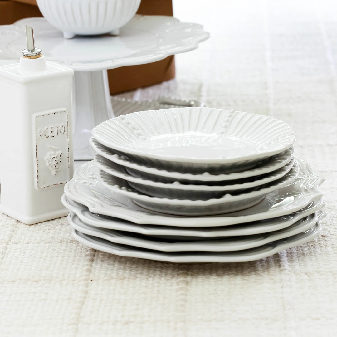 White Incanto Stone Stripe Salad Plate
