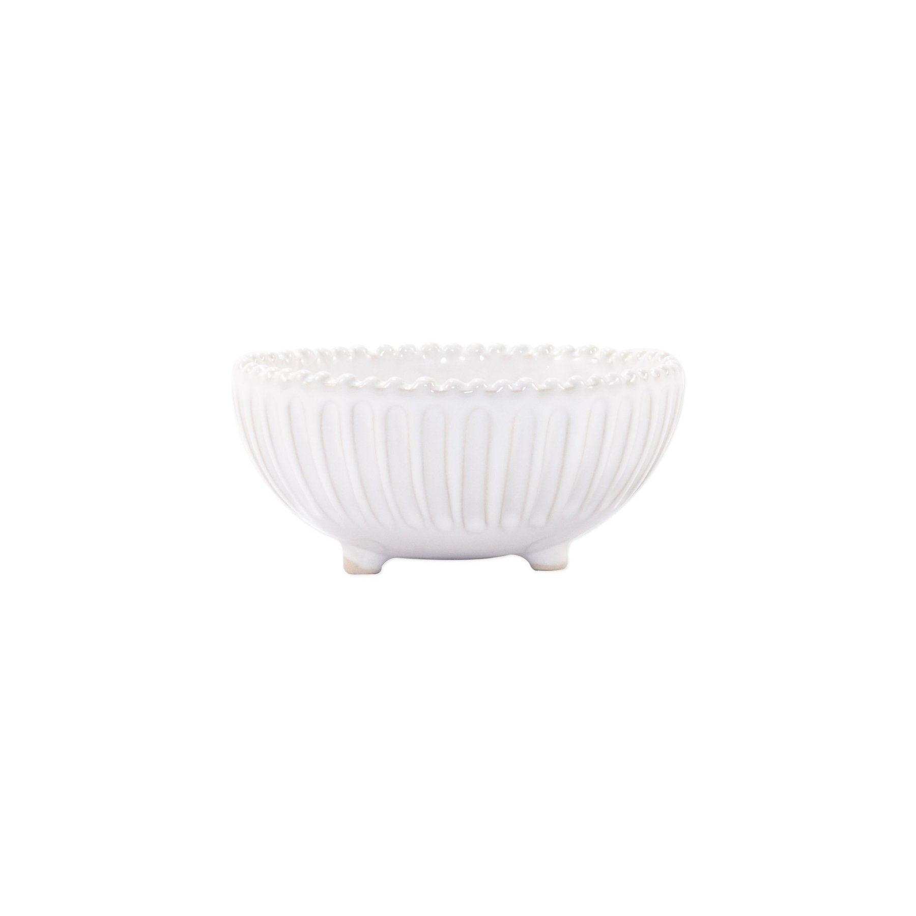 White Stripe Incanto Stone Footed Bowl