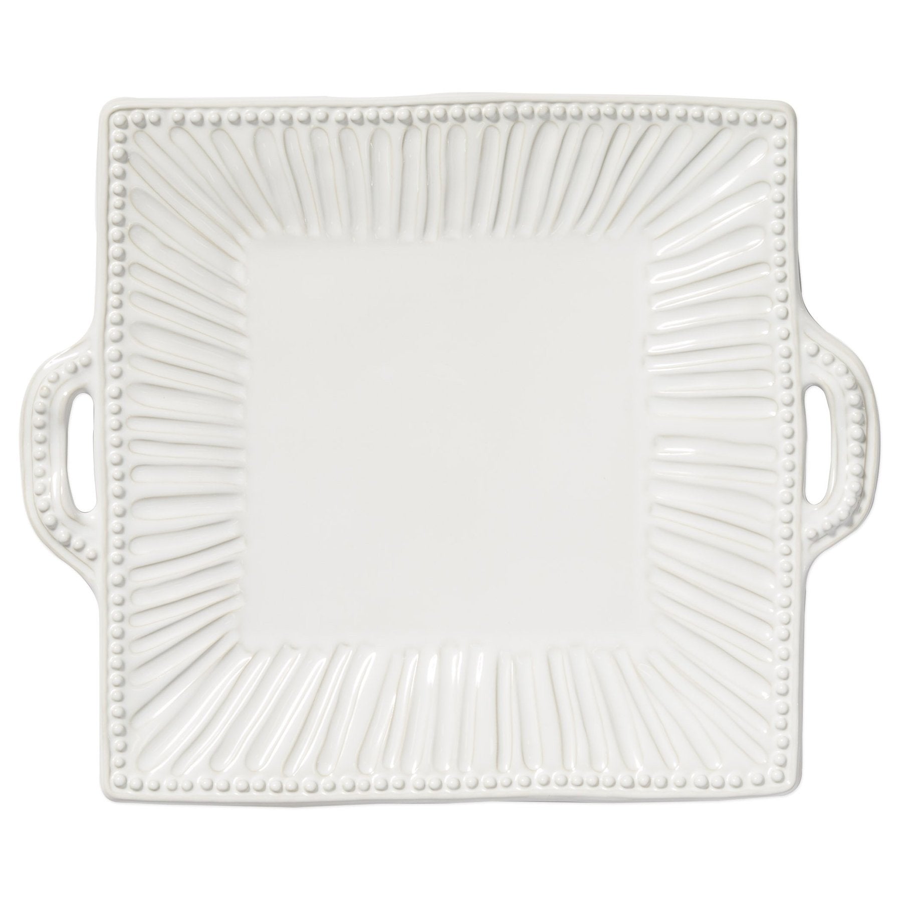 White Incanto Stone Stripe Square Handled Platter