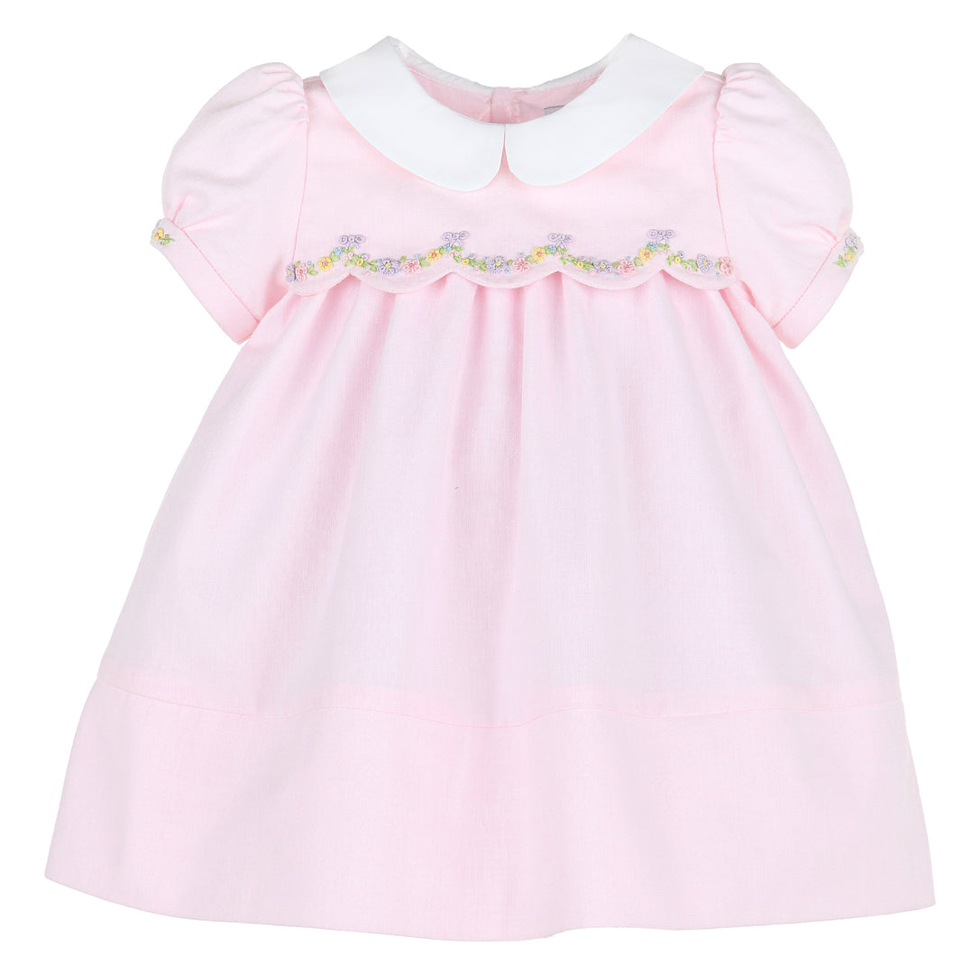 Pink Spring Broderie Scallop Dress
