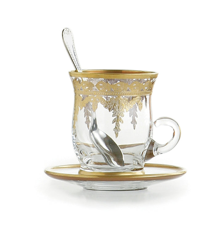 Vetro Gold Cup & Saucer with Spoon