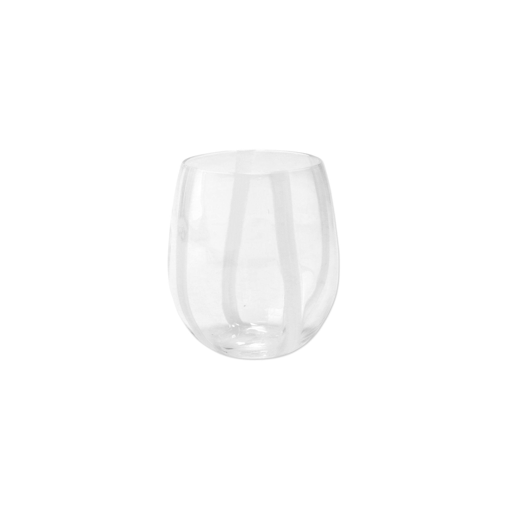 Stripe White Stemless Wine Glass