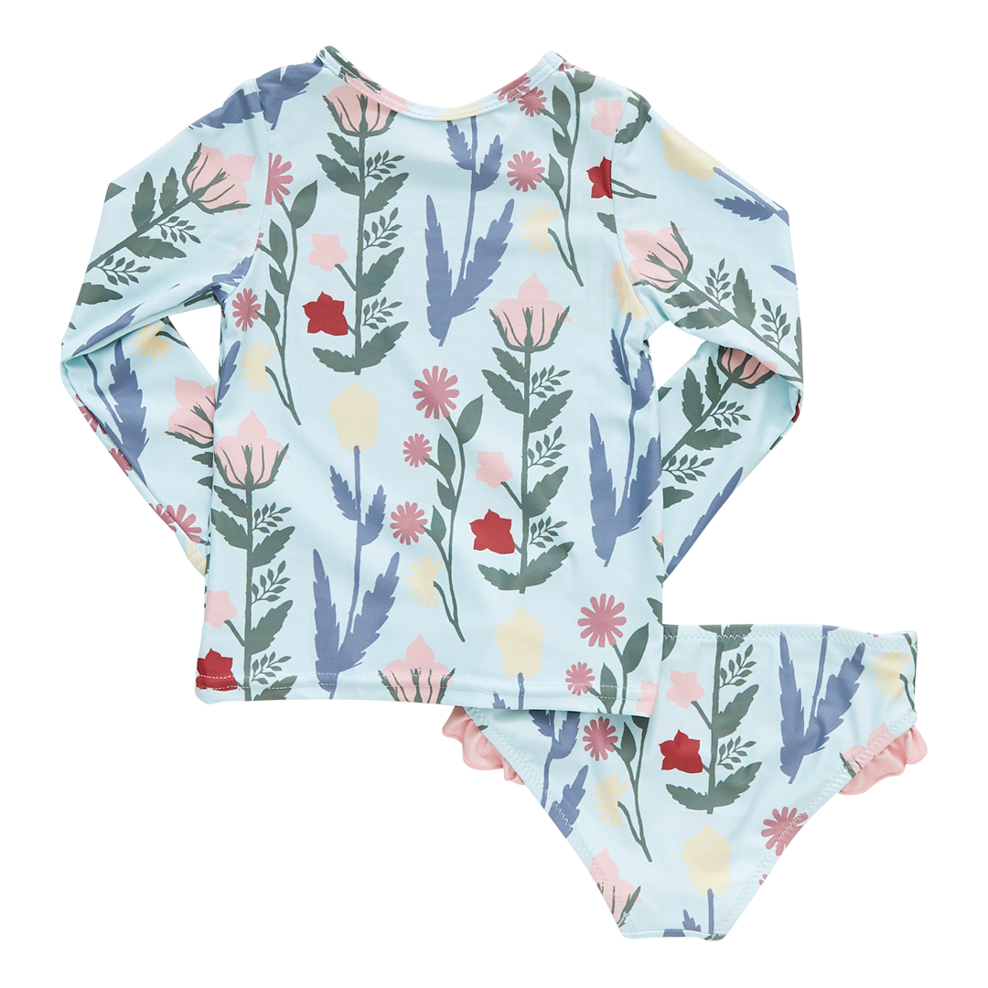 Baby & Girls Paper Floral Rash Guard Set
