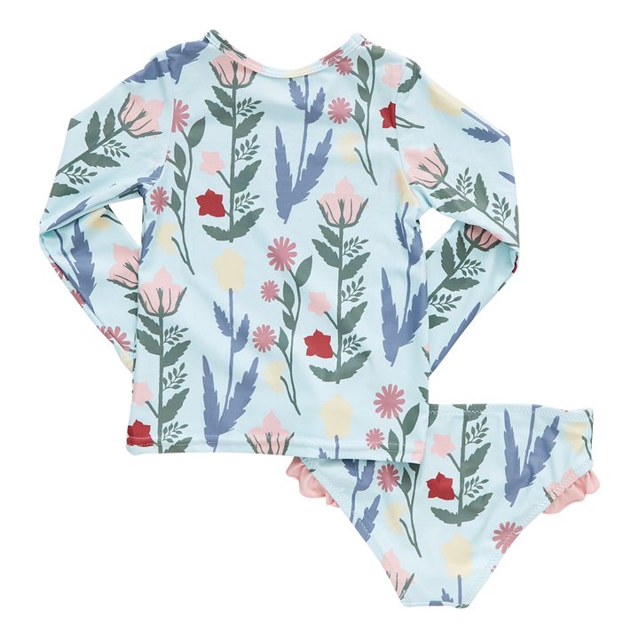 Baby & Girls Paper Floral Rash Guard Set