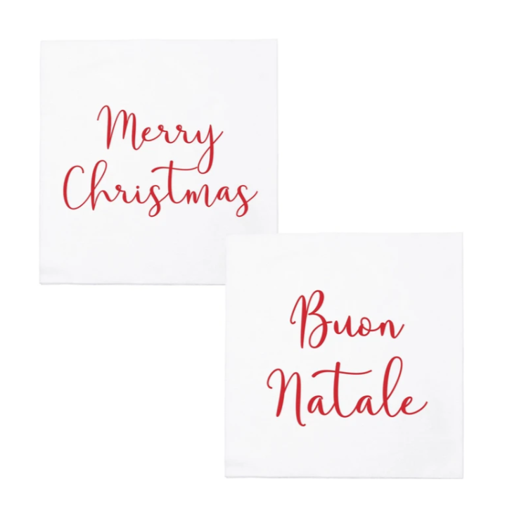 Papersoft Napkins Merry Christmas/ Buon Natale Cocktail Napkins - Pack of 20