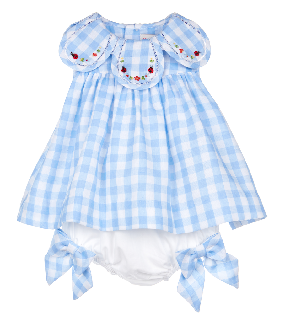 Ladybug Lunch Petal Collar Bow Dress With Bloomers