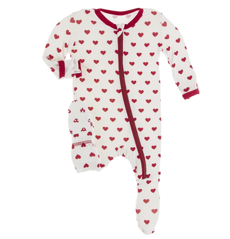 Natural Hearts Footie w/ Zipper