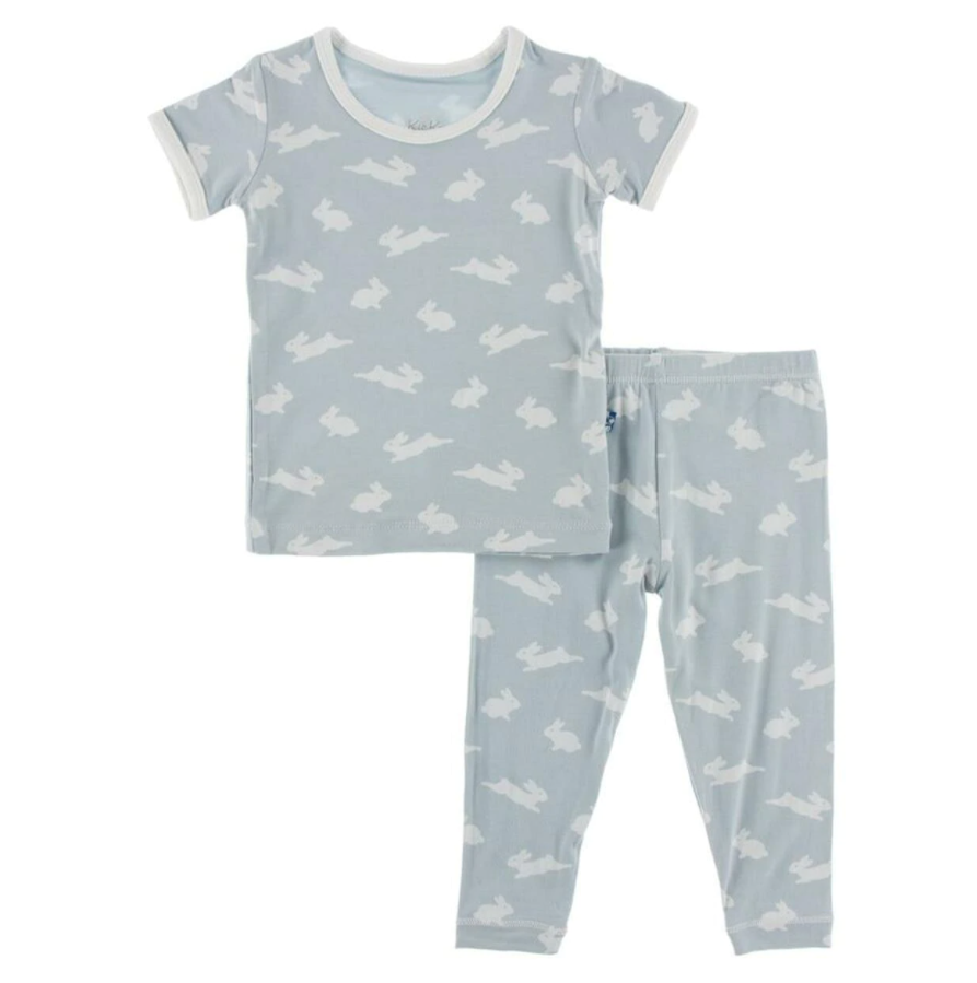 Pearl Blue Bunny Short Sleeve Pajama Set