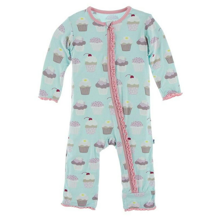 Summer Sky Cupcakes Muffin Ruffle Coverall w/ Zipper