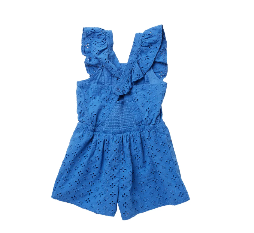 Royal Blue Flutter Eyelet Romper