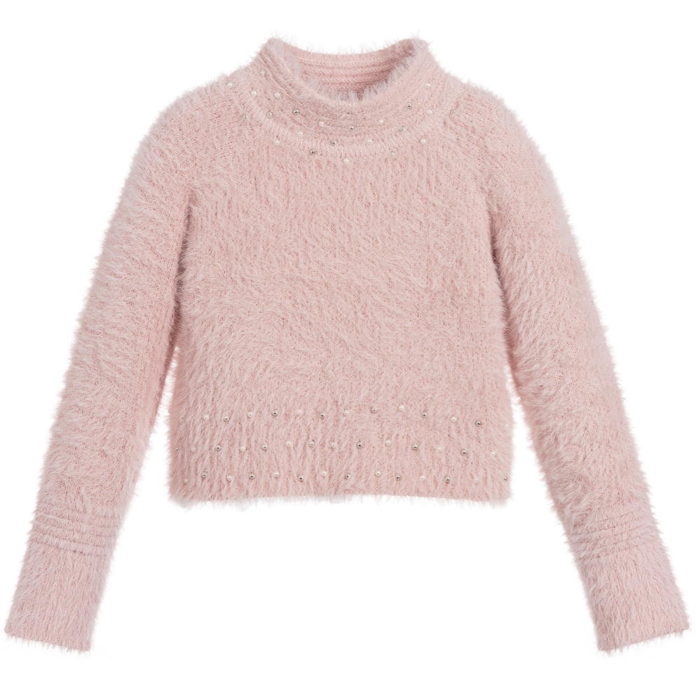Pink Fluffy Pearl Sweater 