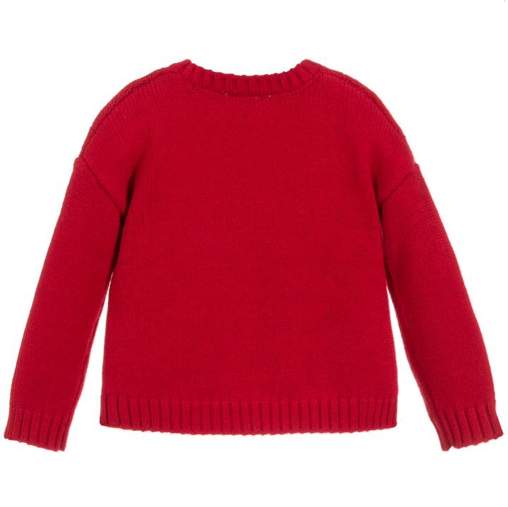 Red Rhinestone Knitted Sweater 