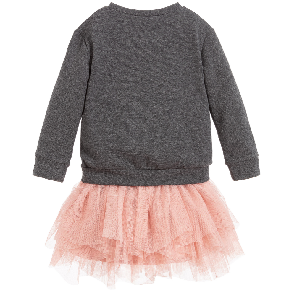 Grey & Pink Tulle Skirt Set 