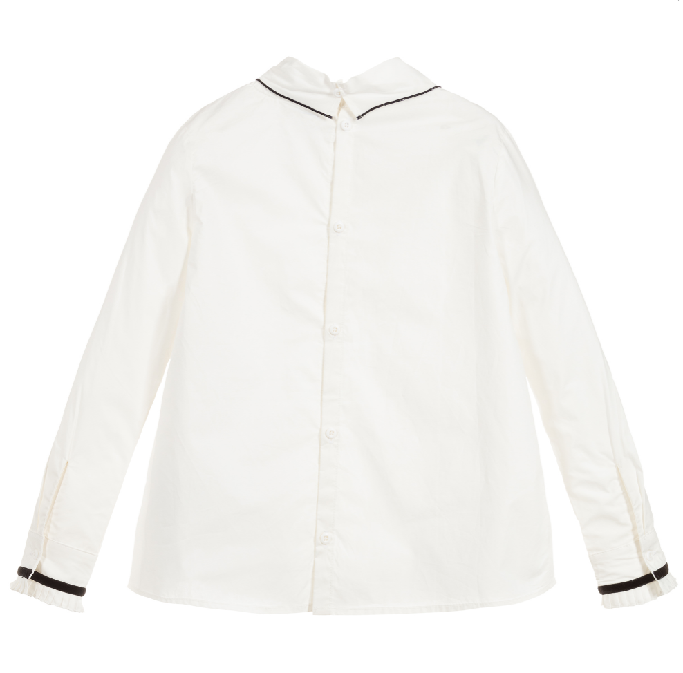Ivory Poplin Bow Blouse 
