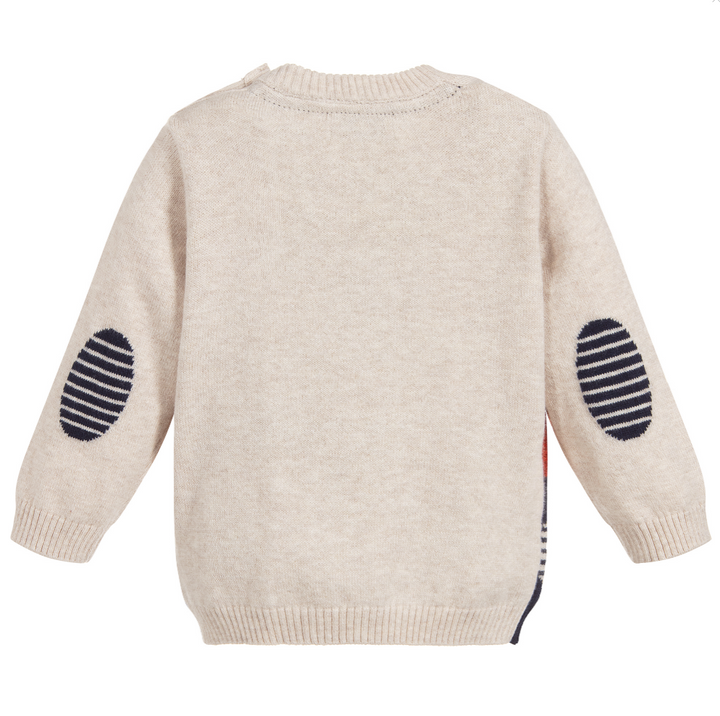 Beige Knitted Argyle Sweater
